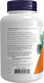 NOW Foods Supplements, Calcium Lactate, Supports Bone Health, Easy to Swallow Tablet, 250 Tablets