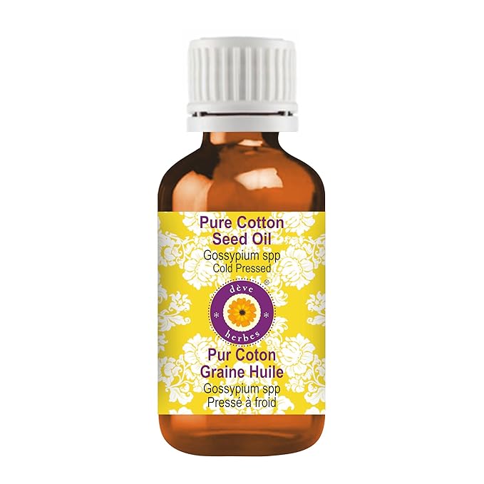 Deve Herbes Cotton Seed Oil (Gossypium spp) | Cold Pressed | Pure | Natural | Undiluted | For Diluting Essential oils | For Skin & Massage | Non-Sticky | Lightweight | Men & Women | 100ml (3.38 oz)