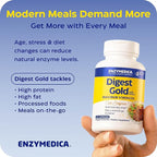 Enzymedica Digest Gold + ATPro, Maximum Strength Enzyme Formula, Fast-Acting, Helps Digest Large Meals, Prevents Bloating and Gas, 120 Capsules