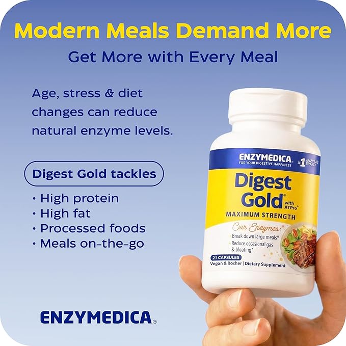Enzymedica, Digest Gold + ATPro, Maximum Strength Enzymes, 45 Capsules