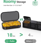 PULIV Weekly Pill Organizer with Large Capacity, Dual Protection Pill Box 7 Day, Arthritis Friendly Pill Case Easy to Open, Medicine Organizer for Vitamins, Medications, Fish Oils, Supplements (Black)