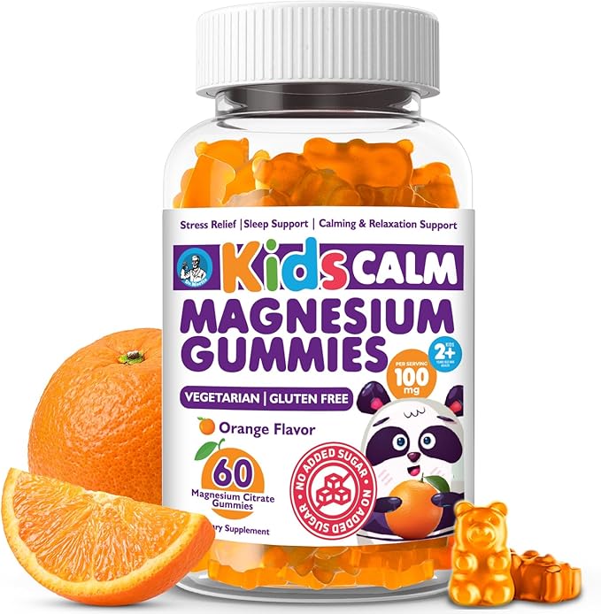 Dr. Moritz Calming and Relaxing Kids Magnesium Gummies, Non-GMO and Low Sugar Magnesium Kids Chewy Supplements, Sleep Gummies Kids, Orange Flavor
