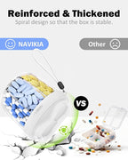 Cute Pill Organizer,Pill Dispenser with 7 Large Compartments,Portable Pill Bottle Box with Wide Opening for Easy Use, Anti-Mix Pills Organizer for Travel,Includes 20 Pcs Sticky Labels(Gray)