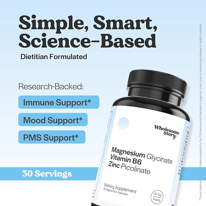 Zinc Picolinate, Magnesium Glycinate Supplements with P5P Vitamin B6 | Magnesium and Zinc Vitamin | Reproductive & Fertility Health, Hormone Balance, Immune System Support | 30 Day Supply