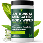 Body Wipes for Men & Women | Cleansing Body Wipes for Wrestling, Combat, Gym, Camping I Medicated with 1% Tolnaftate, Tea Tree Oil | Treats Ringworm, Jock Itch, Athlete's Foot | 40 Wipes