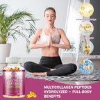 Multi Collagen Peptides Capsules 9500mg: Hydrolyzed Collagen Supplement Type I II III V X with Hyaluronic Acid Glucosamine MSM Probiotics Enzymes, Collagen for Skin Hair Nails Joints Women Men 60