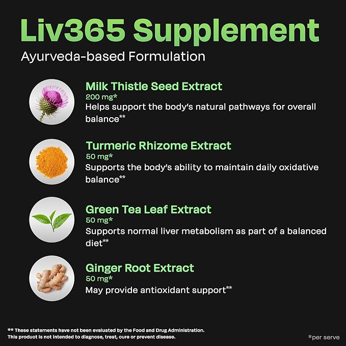 Auric Liv365 Liver Detox Supplement 80 Tablets | Lemon Flavour Advanced Herbal Formula for Liver Health, Detox & Cleansing