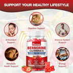 Haohan Berberine Gummies, 1500mg High Potency Berberine HCl, Ceylon Cinnamon, Milk Thistle, Immune System & Metabolism Support, Vegan, Strawberry Flavor, 120 Count