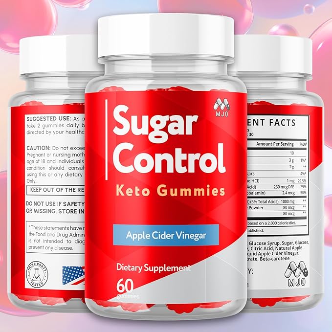 SugarControl Keto Gummies, Official SugarControl Gummys with All Natural Ingredients, Advanced Apple Cider Vinegar Gummy for Health and Wellness Support Max Strength Vitamin Supplement (60 Gummies)