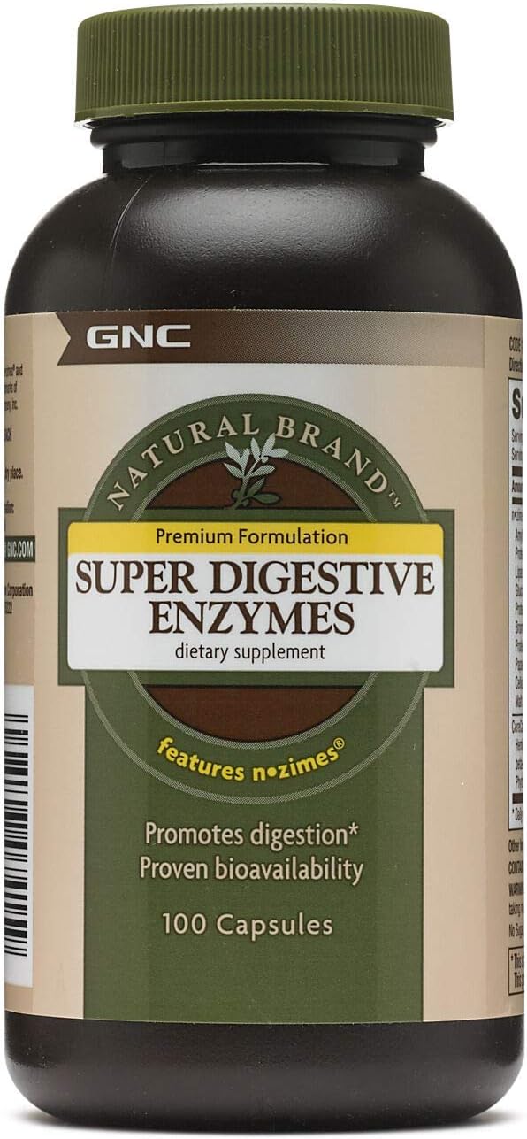 GNC Natural Brand Super Digestive Enzymes, Promotes Protein, Carbohydrate and Fat Digestion, 100 Capsules