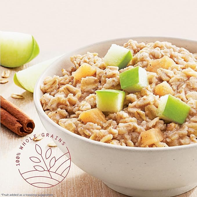 Quaker Protein Instant Oatmeal, Apple Cinnamon, 12g Protein per Serving, Whole Grains, No Artificial Flavors, No Added Colors, 2.11 oz Packets, (6 Pack)