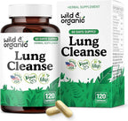 Wild & Organic Lung Cleanse Capsules - Lung Support Supplement with Mullein Leaf, Stinging Nettle, Angelica & Korean Panax Ginseng Powder - Vegan, No Fillers, Non-GMO - 120 Count