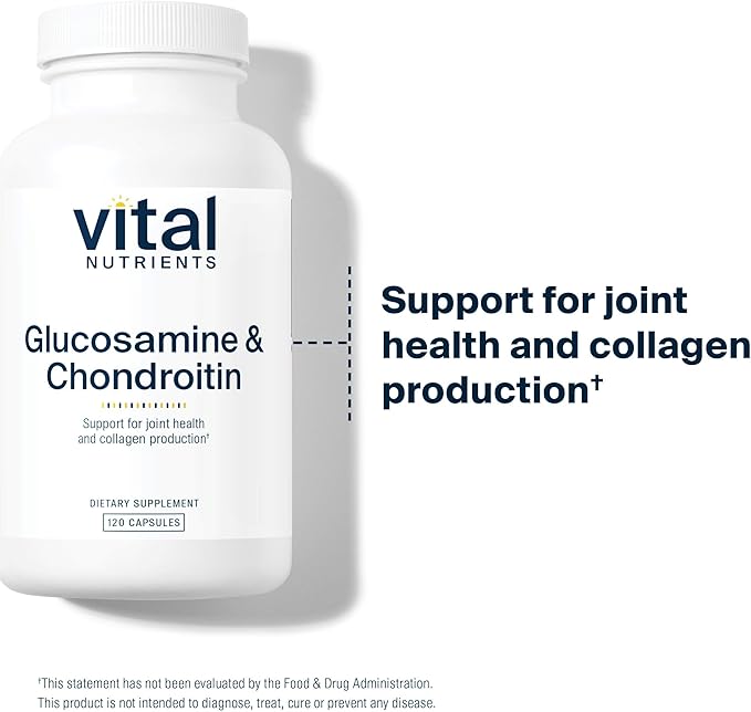 Vital Nutrients Glucosamine & Chondroitin - Healthy Cartilage, Mobility, and Joint Support Supplement - Gluten, Dairy, Soy Free - Non-GMO - 120 Capsules