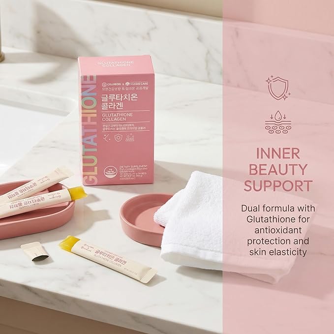 Korean Glutathione Collagen Jelly Sticks 30 Packets - Premium Beauty Supplement with 2000mg Fish Collagen Peptide, Anti-Wrinkle, Hydrating Skin Elasticity, Joint Support