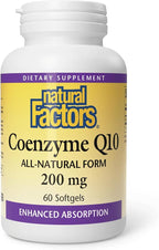 Natural Factors Coenzyme Q10 - Antioxidant Support Supplement Supports Cellular Energy Production - Better Absorption Aids Healthy Heart Function - 200 mg, 60 Softgels (60 Servings)
