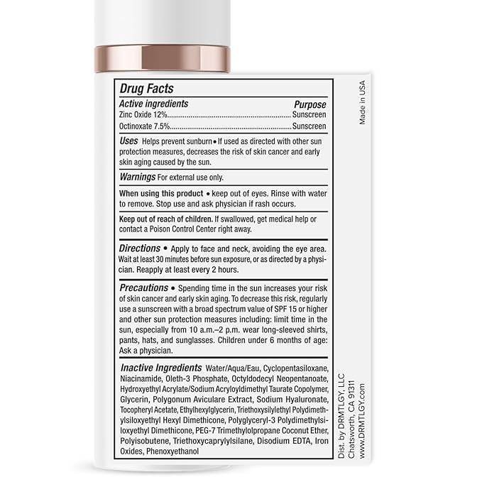 DRMTLGY Matte Universal Tinted Moisturizer SPF 46 – Anti-Aging Tinted Face Sunscreen & Lightweight Makeup with Broad Spectrum UV Protection – Hydrating Skin Care & Face Moisturizer – 1.7 oz