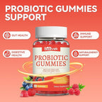 Probiotic Gummies 10 Billion CFU, Bacillus Coagulans for Digestive & Immune Support, Vegan, Non-GMO, Strawberry & Mixed Berry Flavor, 60 Count(Pack of 2)