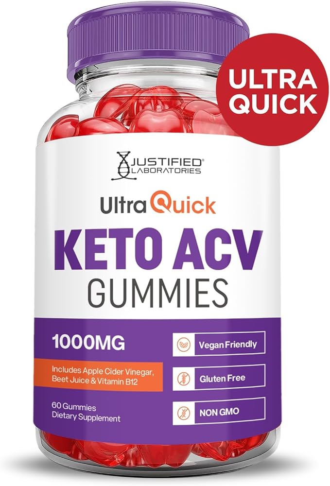Justified Laboratories (5 Pack Ultra Quick Keto ACV B12 Vegan Non GMO 300 Gummies