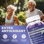 Glucosamine Chondroitin Gummies with MSM & Elderberry Extra Strength 3000MG - Joint Support, Antioxidant Immune Support Supplement for Adults, Men & Women - 90 Blueberry Gummies