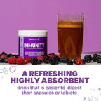 GOBIOTIX Vitamin C - Immune Defense Support Supplement - Immunity Powder Wellness Booster - Vegan Superfood - Elderberry, Turmeric, B12 Vitamin Supplement, Non-GMO and Sugar Free (Berry)