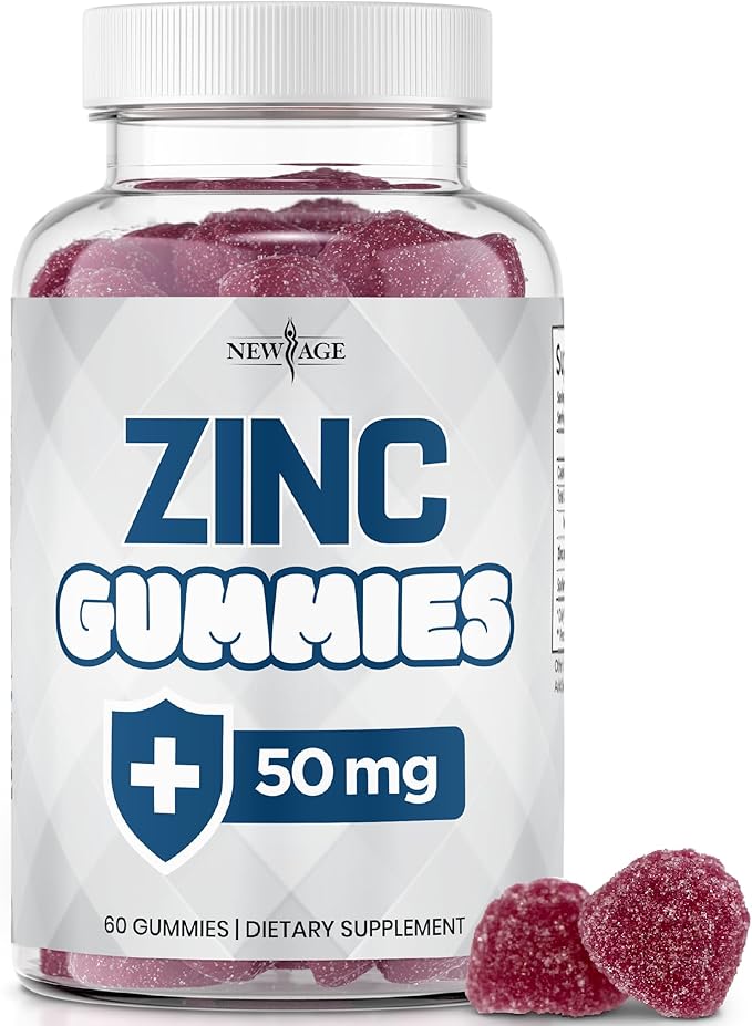 NEW AGE Zinc Gummies - 50mg Zinc Supplement, Immune Supplement, Antioxidant, Non-GMO (60 Count (Pack of 1))