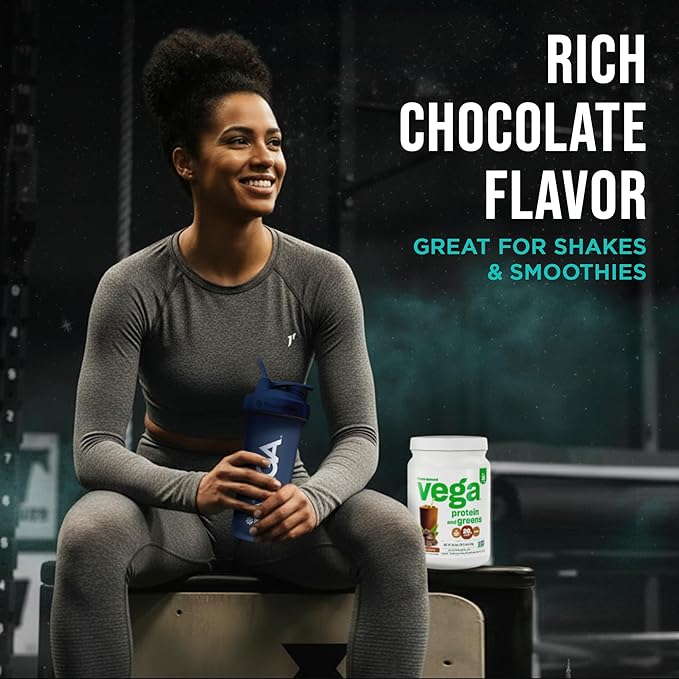 Vega Protein and Greens Protein Powder, Chocolate - 20g Plant Based Protein Plus Veggies, Vegan, Non GMO, Pea Protein for Women and Men, 1.2 lbs (Packaging May Vary) (Pack of 1)