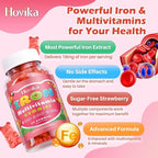 Iron Supplement Gummies for Kids with Multivitamin, Calcium, Zinc, Folate - Kids Iron Gummies Support Immune, Blood Builder, Iron Deficiency, Anemia & Energy - Vegan, Peach 60 Count