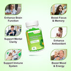 240MG Ginkgo Biloba Gummies with Ginseng and Magnesium, Ginko Biloba Supplements Gummies for Brain Focus, Mood and Memory for Adults, 60 Cts