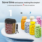 Hionxmga Pill Dispenser with 7 Large Compartments, Pill Bottle Organizer for Travel, Supplement Organizer with Anti-Mixing Design, BPA-Free Pill Container with 20 Pcs Labels, Black 2pcs