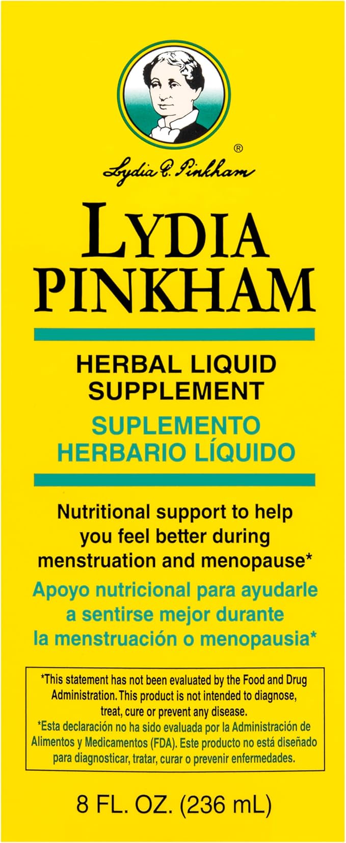 Lydia Pinkham Liquid Herbal Supplement for Menstruation and Menopause Support, 8 Ounce