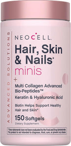 NeoCell Hair Skin and Nails Vitamins with Collagen | 150 Softgels | Advanced Bio-Peptides with Keratin & Hyaluronic Acid | Beauty Complex Supplement