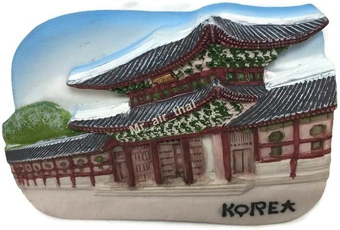 WitnyStore Tiny 2¾" Gyeongbokgung Palace Seoul South Korea - Miniature Hand Made Resin 3D Asia Landmark Tourist Attractions Decorative Refrigerator Fridge Magnets Collectible Traveler Souvenirs Gifts