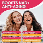 NAD+ Gummies, 1200mg Liposomal NAD Supplement for Women & Men with Trans-Resveratrol & Black Pepper Extract Anti-Aging Supplement, Brain & Cellular Mitochondrial Health - 60 Gummies Strawberry