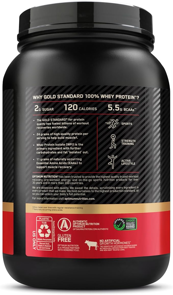 Optimum Nutrition Gold Standard 100% Whey Protein Powder, French Vanilla Creme, 2 Pound (Packaging May Vary)