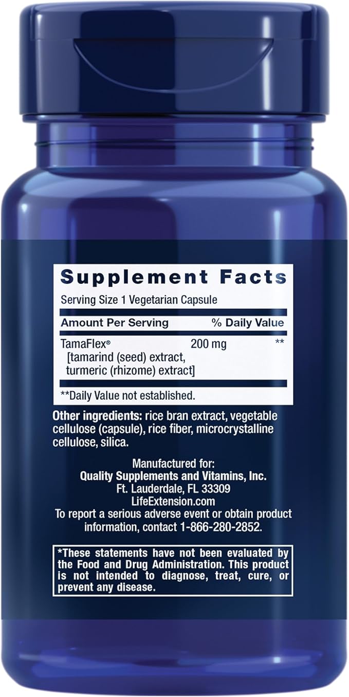 Life Extension Joint Mobility, relieves Minor Knee discomfort & Improves Range of Motion, Turmeric & Tamarind, Gluten-Free, Non-GMO, Vegetarian, 60 Capsules