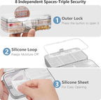 FYY Weekly Pill Organizer with Labels,8 Compartments Travel Daily Pill Case Airtight Moistureproof Large Pill Box to Hold Vitamins, Fish Oil, Supplements,Cotton Swab and Bandages-Grey