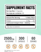 BulkSupplements.com Marine Collagen Capsules - Fish Collagen Supplement, Collagen for Women & Men - Hydrolyzed Collagen, Gluten Free, 5 Capsules per Serving, 300 Capsules (Pack of 1)
