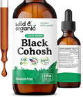 Wild & Organic Black Cohosh Supplements Women - Menopause & Perimenopause Support - 540 mg Natural Black Cohosh Tincture - Add to Tea Liquid Drops - 2-Month Supply - Vegan, Sugar & Alcohol-Free - 2 oz