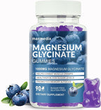 Magnesium Glycinate Gummies 1000mg, Sugar Free Magnesium Potassium Supplements Chewable for Adults with L-Threonate for Sleep, Body Support and Relaxation,90 Blueberry Gummies
