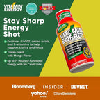 Vitamin Energy Focus+ Extra Strength Energy Shot Mango 24 Pack, 260mg Natural Caffeine, B-Vitamins, CoQ10, Amino Acids, Focus, Productivity & Clarity, Zero Sugar, Gluten-Free, 1.93 fl oz