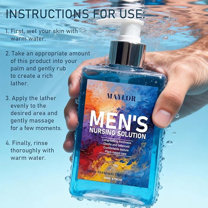 MAYLOR Men’s Intimate Wash, pH Balanced Plant-Based Formula for Sensitive Skin, Gentle Hydrating Cleanser with Long-Lasting Freshness, Daily Body Wash (1)