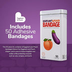BioSwiss Funny Bandages, Eggplant and Peach Shaped Adult Novelty Self Adhesive Bandage Set, Latex Free, Sterile Wound Care, 50 Count