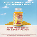 Vitamatic Sugar Free Vitamin D3 10000 IU - 120 Pectin Based Gummies - Great Taste - Healthy Bones, Mood & Immune System Function - Non-GMO - 120 Servings