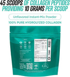 Collagen Peptides Protein Powder Instant-Mix [Unflavored] Hydrolyzed Collagen Supplement – from Pasture-Raised Grass-Fed Bovine Beef Non-GMO Keto & Paleo Friendly Anti-Aging Supplements PhiNaturals