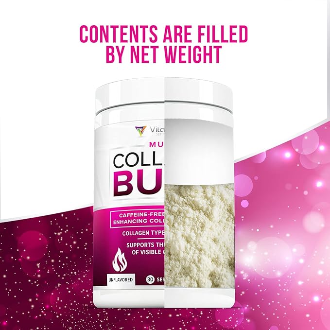 Hydrolyzed Collagen Powder for Weight Loss - Burn Ultimate Beauty Complex Multi Peptides Powder for Women with Types I II III V and X for Fat Burning Support Unflavored 30 Servings