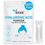 iFEiER Hyaluronic Acid Powder | High Molecular Weight Hyaluronic Acid Serum Powder | 1oz(28.3g) Cosmetics Grade | Sodium Hyaluronate | LMW HMW HA ingredient to make gel for DIY Serums