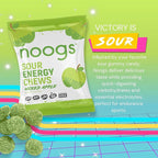 Noogs Sour Energy Chews, Wicked Apple Electrolyte Energy Gummies, Sour Candy Flavored Alternative to Running Gels, Vegan, Gluten Free & Caffeine Free, 12 Pack