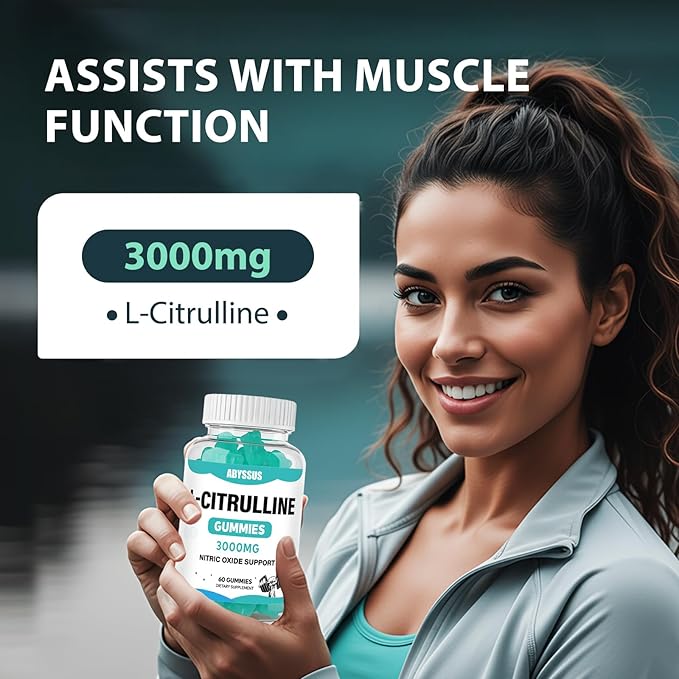 ABYSSUS L Citrulline Gummies for Men 3000mg - Nitric Oxide Supplement for Muscle & Energy, Chewable L-Citrulline Supplements for Daily Performance, 60 Count
