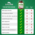 Zazzee D-Mannose, 1000 mg per Serving, 240 Vegan Capsules, 4 Month Supply, Potent & Fast-Acting, Certified Kosher, 100% Pure, All-Natural Urinary Tract Health Support, 100% Vegetarian, Non-GMO