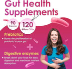 DRFOSTER Probiotics for Women Digestive Health, Vaginal probiotics 120 Billion CFU 31 Strains with Digestive Enzymes & Prebiotics & D Mannose & Cranberry for Urinary Tract, 90 Capsules